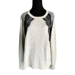 J. Crew Lace Trim Soft Wool Blend Colorblock Crewneck Pullover Sweater Medium